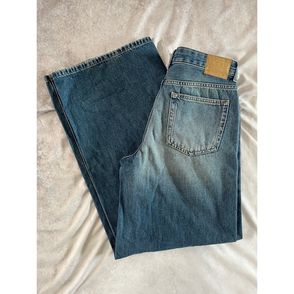 Pull&Bear Women's Jeans Size 6 Light Wash Wide Leg Denim Trousers - Picture 1 of 6